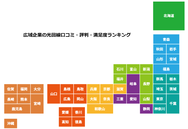 広域企業の光回線口コミ・評判・満足度ランキング